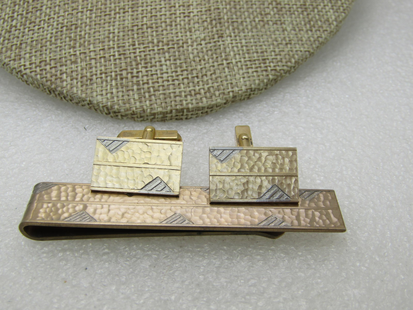 Vintage Swank 10kt G.F. Cufflinks and Tie Bar Set, Two-Tone - 6