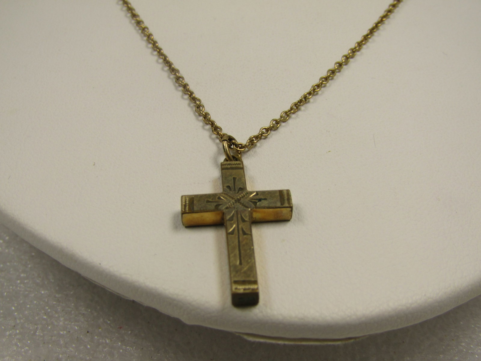 Vintage 12kt G.F. Cross Necklace, 18", Signed Luster, 1930's-1940's - 4