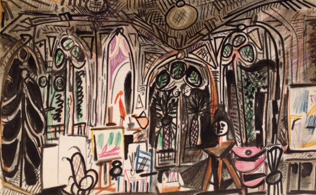 Picasso Sketchbook Carnet de la Californie Lithograph Untitled 1955: Title: Untitled Artist: Pablo Picasso Country: Spain Medium: Lithograph Marks: Not numbered not signed Paper Size: 16.5 x10.5 inch Published: 1960 by Edition Cercle D'Art France Provenance: Carn