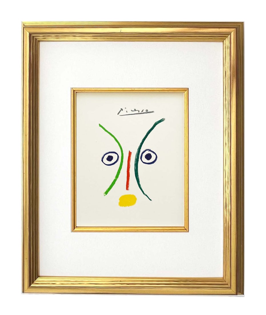 Picasso Lithograph 109 The Lovers Framed: Title: The Lovers Artist: Pablo Picasso Country: Spain Medium: Lithograph 109 Marks: Signed in plate, not numbered Paper Size: 13.70 x 9.50 inch Printed: 1968 on velum paper Provenance: Stories Witho