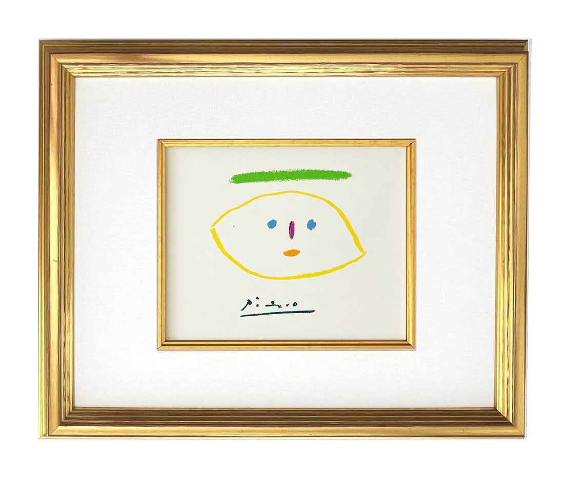Picasso Lithograph 115 The mad warrior framed: Title: The mad warrior Artist: Pablo Picasso Country: Spain Medium: Lithograph 115 Marks: Signed in plate, not numbered Paper Size: 13.70 x 9.50 inch Printed: 1968 on velum paper Provenance: Stories