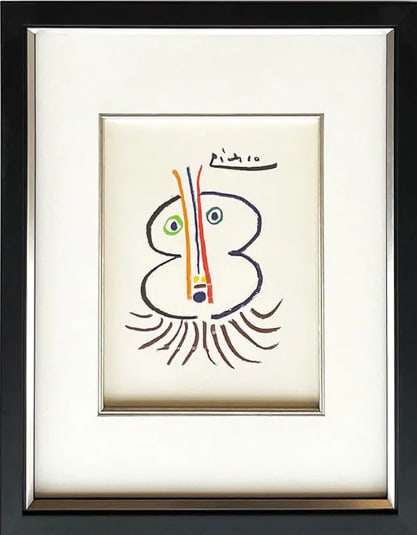 Picasso Lithograph 129 The Great Noble 1968 Framed: Title: The Great Noble Artist: Pablo Picasso Country: Spain Medium: Lithograph - 129 Marks: Signed in plate, not numbered Printed: 1968 on velum paper Provenance: Stories without Love 1968 Condition: