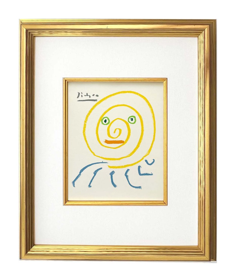 Picasso Lithograph 87 The great speaker Framed: Title: The great speaker Artist: Pablo Picasso Country: Spain Medium: Lithograph 87 Marks: Signed in plate, not numbered Paper Size: 13.70 x 9.50 inch Printed: 1968 on velum paper Provenance: Stories