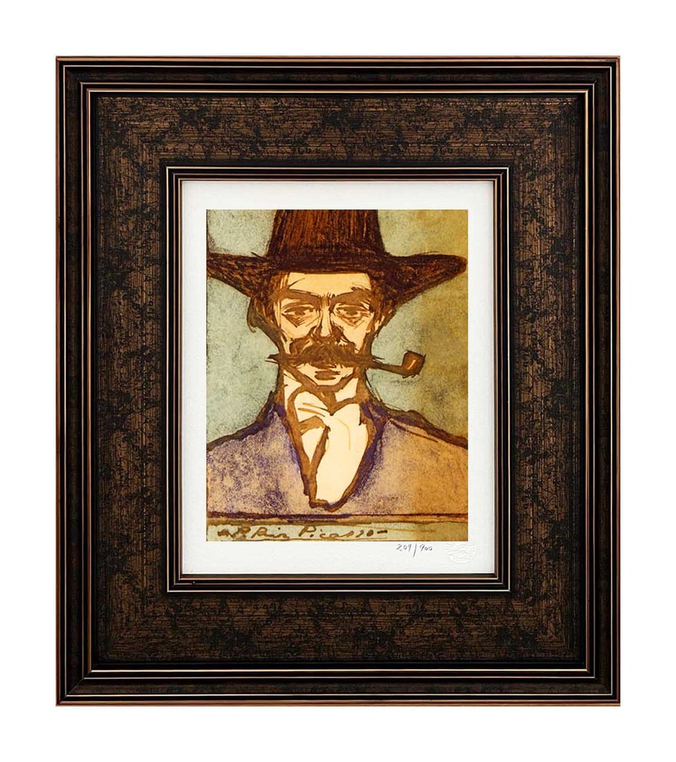 Pablo Picasso Portrait of Frederic Valle Limited Edition Framed: Artist: Pablo Picasso Country: Spain Title: Portrait of Frederic Valle Medium: Giclees Marks: Limited Edition numbered, not signed Paper: Arches paper 10 x 8 inches Printed: 2002 in the USA by the Fin