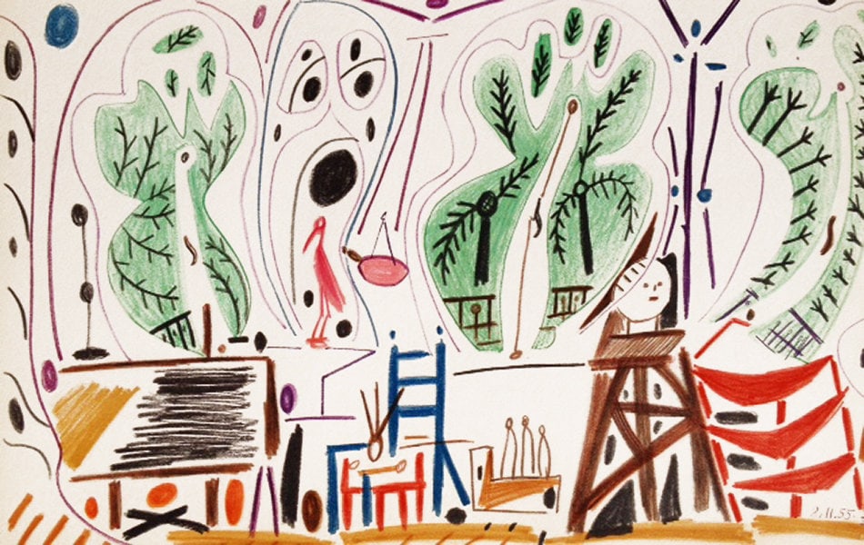 Picasso Sketchbook Carnet de la Californie Print # 1 dated 8/11/1955: Title: Untitled No 1 dated 8/11/1955 Artist: Pablo Picasso Country: Spain Medium: Offset print Marks: Not Signed Paper Size: 16.5 x10.5 inch Published: Edition Cercle D'Art France 1999 Provenanc