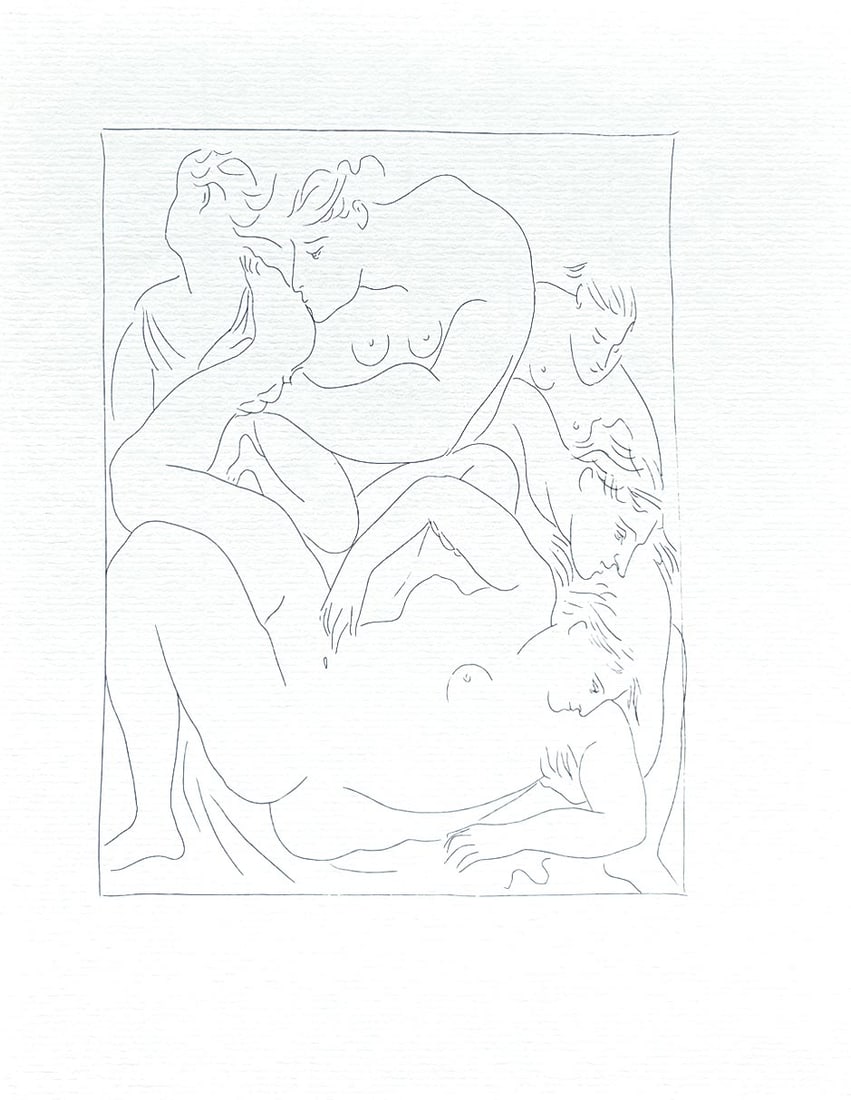 Picasso 11 Eurydice Stung by a Serpent: Title: Eurydice Stung by a Serpent Artist: Pablo Picasso (after) Country: Spain Medium: Facsimile - 11 Marks: Not signed, not numbered Paper Size: 11 x 8.50 inches Printed: Circa 1970s on Papier Verge