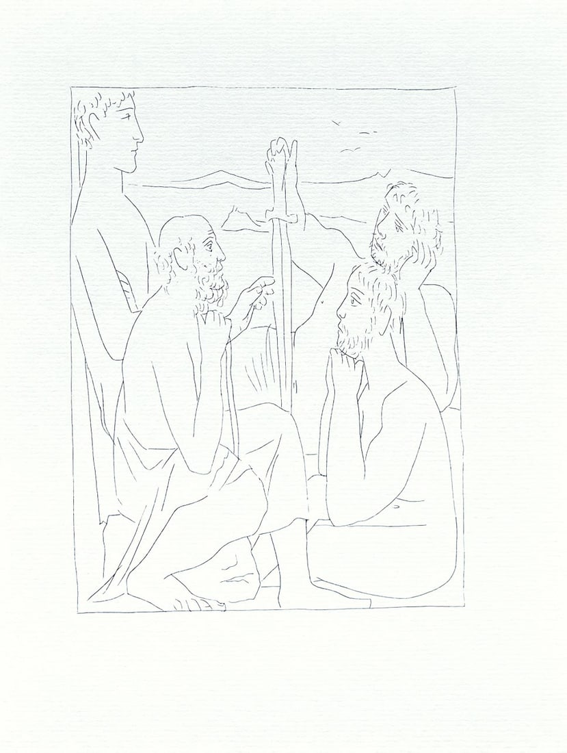 Picasso 15 Nestor's Stories about the Trojan War: Title: Nestor's Stories about the Trojan War Artist: Pablo Picasso (after) Country: Spain Medium: Facsimile - 15 Marks: Not signed, not numbered Paper Size: 11 x 8.50 inches Printed: Circa 1970s on Pa