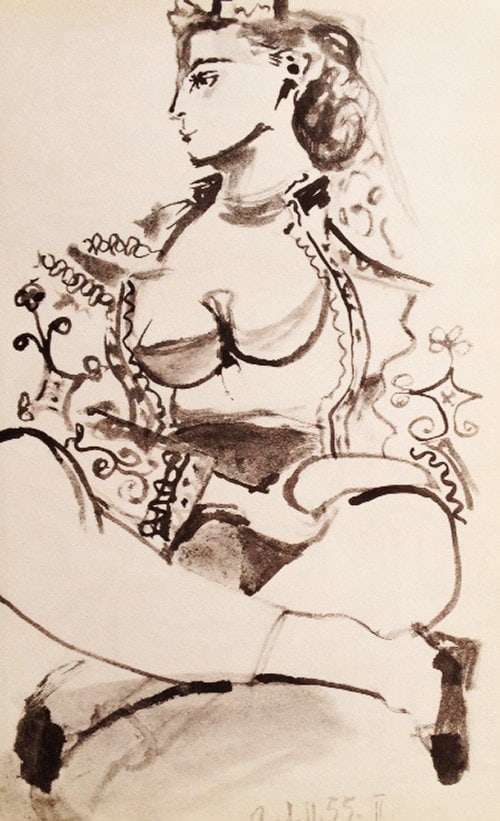 Picasso Sketchbook Carnet Californie Print # 2 dated 21/11/1955: Title: Untitled 2 dated 21/11/1955 Artist: Pablo Picasso Country: Spain Medium: offset Marks: Numbered & dated in plate, not signed Paper Size: 16.5 x10.5 inch Published: 1999 by Edition Cercle D'