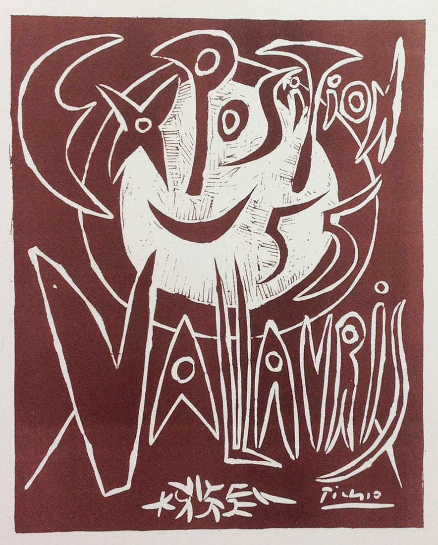 Picasso Lithograph 77 Expo Vallauris Art in posters: Title: Exposition de Vallauris Artist: Pablo Picasso Country: Spain Medium: Lithograph - 77 Paper size: 12.50 X 9.50 inch Printed: 1959 by Mourlot Freres, France Provenance: Art in posters Book 1959