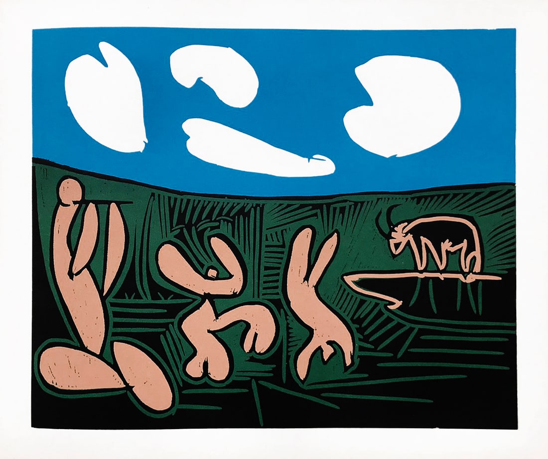 Picasso 30 Bacchanale au Taureau: Artist: Pablo Picasso Country: Spain Title: Bacchanale au Taureau Medium: Multichrome - 30 Marks: Not signed, not numbered Paper size 12.50 x 15 inch on heavy paper 350g Old Mill Bianco. Provenance: