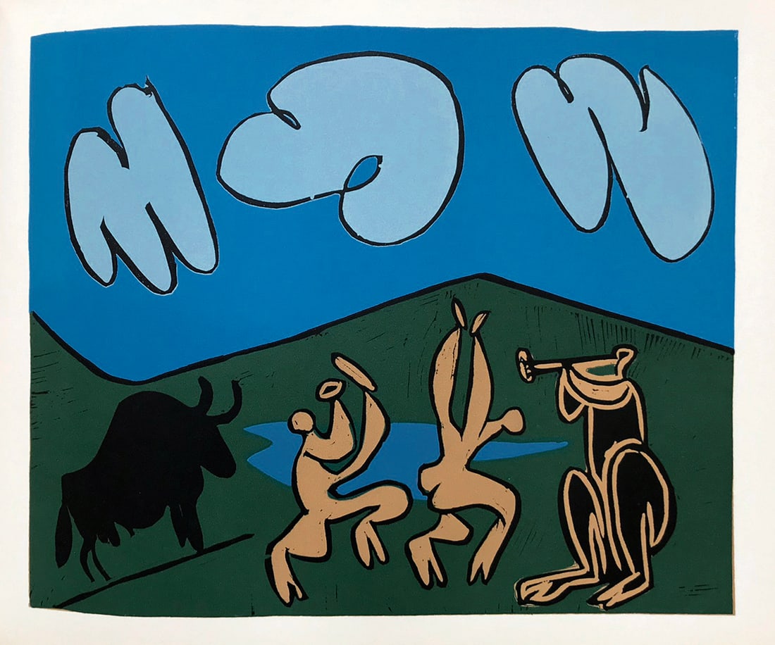 Picasso 32 Bacchanale au Taureau Noir: Artist: Pablo Picasso Country: Spain Title: Bacchanale au Taureau Noir Medium: Multichrome - 32 Marks: Not signed, not numbered Paper size 12.50 x 15 inch on heavy paper 350g Old Mill Bianco. Provenan