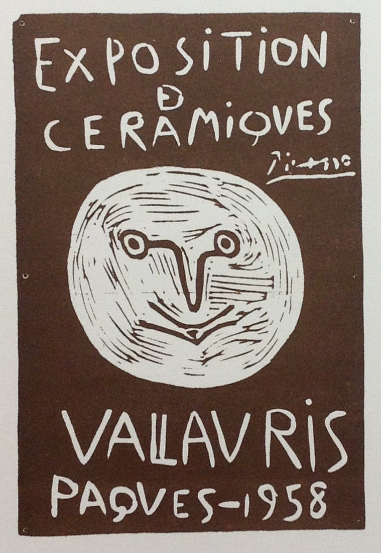 Picasso Lithograph 93 Expo Ceramiques Art in posters: Title: Exposition Ceramiques 1958 Artist: Pablo Picasso Country: Spain Medium: Lithograph - 93 Paper size: 12.50 X 9.50 inch Printed: 1959 by Mourlot Freres, France Provenance: Art in posters Book 195