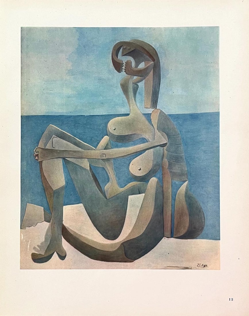 Picasso HelioGravure 12 Jeune Fille au Bord de la Mer 1946: Artist: Pablo Picasso Title: Jeune Fille au Bord de la Mer Medium: Heliogravure 12 Marks: Signed in plate, not numbered Paper Size: 10.50 x 8.50 inch Printed: 1946 on vellum paper in France Provenance