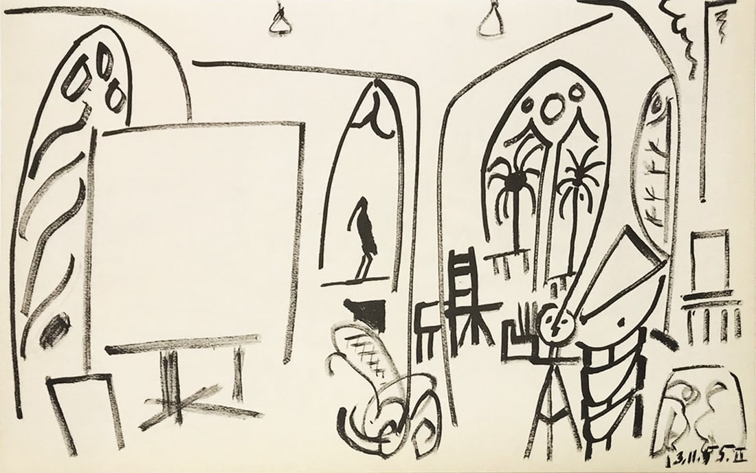 Picasso Sketchbook Carnet de la Californie Lithograph # 2 dated 13/11/1955: Title: Untitled No 2 dated 13/11/1955 Artist: Pablo Picasso Country: Spain Medium: Lithograph Marks: Numbered & dated in plate, not signed Paper Size: 16.5 x10.5 inch Published: 1960 by Edition Ce