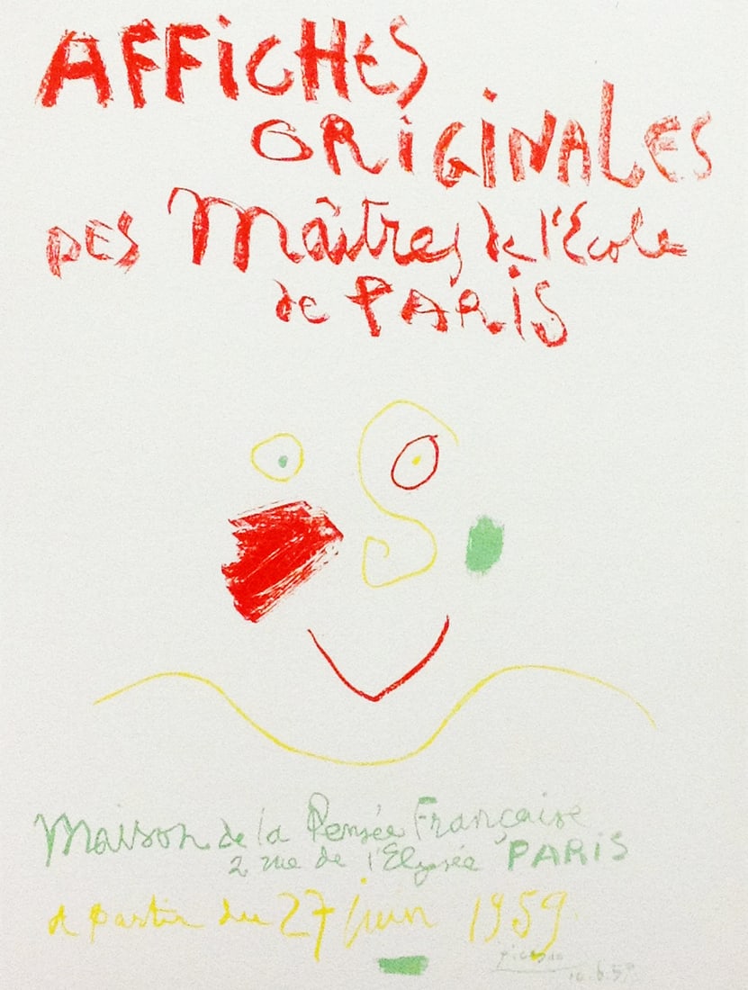 Picasso Lithograph 102 Affiches Art in posters 1959: Title: Affiches Originales Artist: Pablo Picasso Country: Spain Medium: Lithograph - 102 Paper size: 12.50 X 9.50 inch Printed: 1959 by Mourlot Freres, France Provenance: Art in posters Book 1959