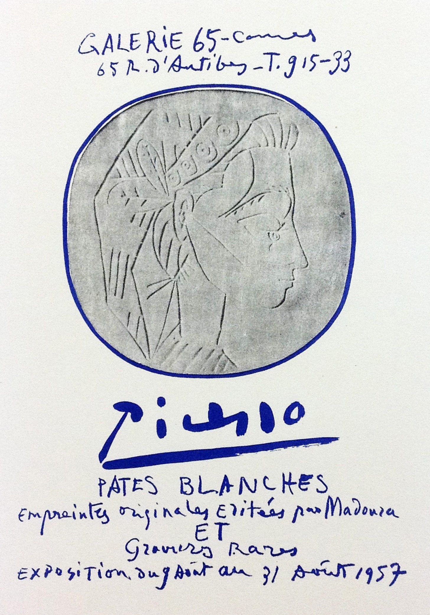 Picasso Lithograph 86 Pates Blanches Cannes,1959: Title: Pates blanches Cannes Artist: Pablo Picasso Country: Spain Medium: Lithograph - 86 Paper size: 12.50 X 9.50 inch Printed: 1959 by Mourlot Freres, France Provenance: Art in posters Book 1959 <