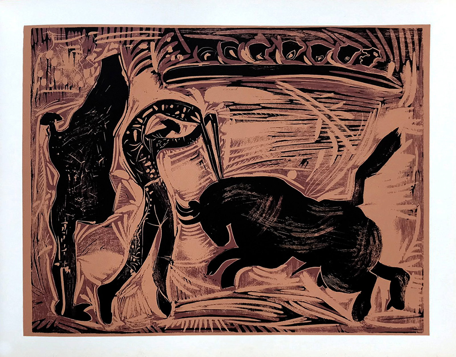 Pablo Picasso 37 Les Banderilles: Artist: Pablo Picasso Country: Spain Title: Les Banderilles Medium: Multichrome - 37 Marks: Not signed, not numbered Paper size 12.50 x 15 inch on heavy paper 350g Old Mill Bianco. Provenance: Picasso