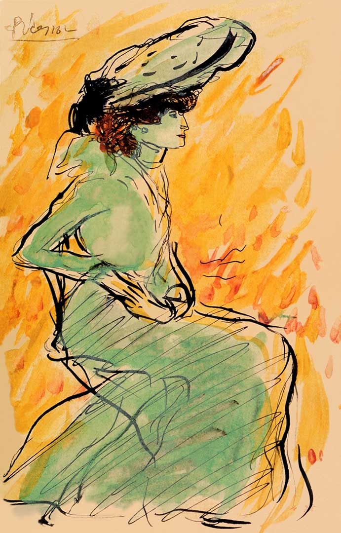 Picasso Woman in green Giclee Numbered Edition: Artist: Pablo Picasso Title: Woman in green Medium: Giclee Marks: L.E numbered Paper size: watercolor paper 19 x 13 inch Printed: 2002 by Fine Art Museum Condition: Fine - Pristine Certificate o