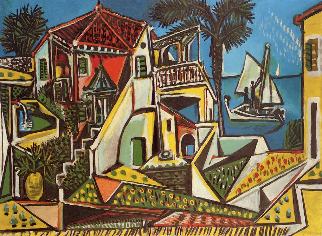 Picasso Mediterranean landscape Giclee Numbered Edition: Artist: Pablo Picasso Title: Mediterranean landscape Medium: Giclee Marks: L.E numbered Paper size: watercolor paper 19 x 13 inch Printed: 2002 by Fine Art Museum Condition: Fine - Pristine Certific