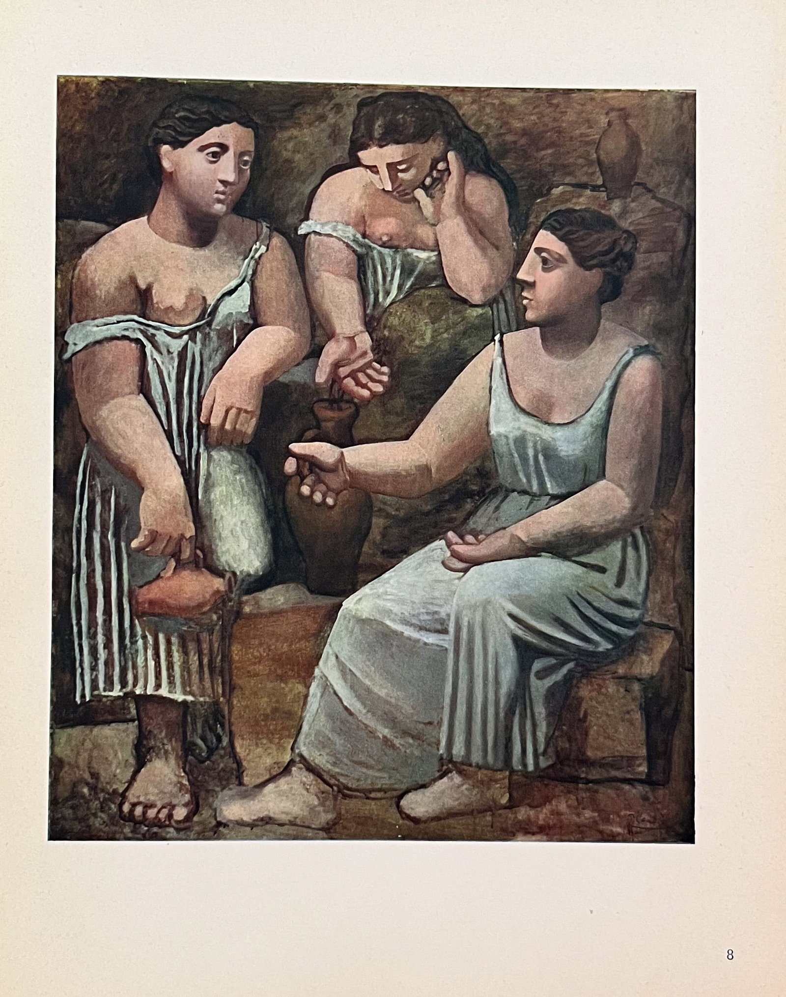 Picasso Heliogravure 8 Femmes a la fontaine 1946: Artist: Pablo Picasso Title: Femmes a la fontaine Medium: Heliogravure 8 Marks: Not signed, not numbered Paper Size: 10.50 x 8.50 inches Printed: 1946 on vellum paper in France Provenance: Picasso 194