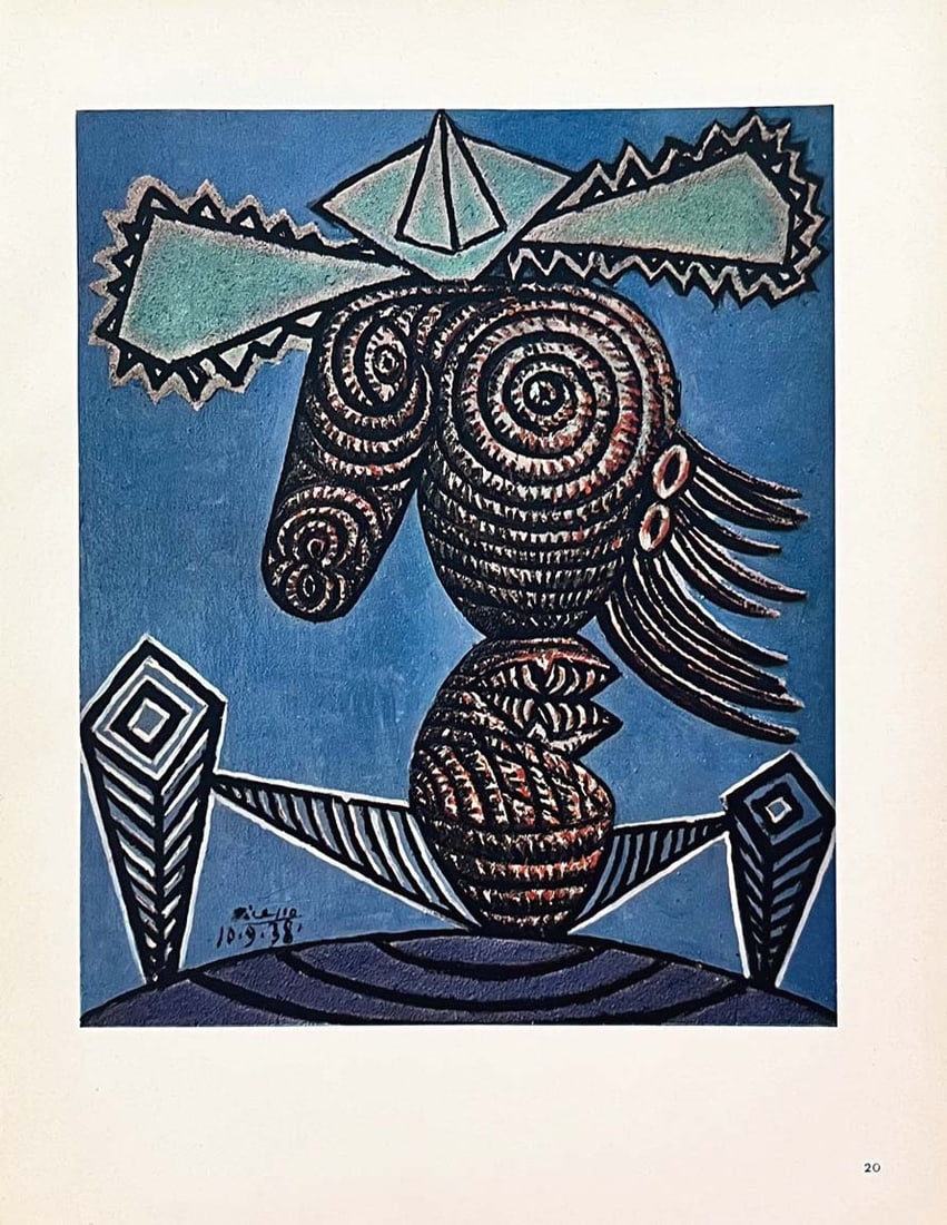 Picasso HelioGravure 20 Figure 1946: Artist: Pablo Picasso Title: Figure Medium: Heliogravure 20 Marks: Signed in plate, not numbered Paper Size: 10.50 x 8.50 inch Printed: 1946 on vellum paper in France Provenance: Picasso 1946, Paris