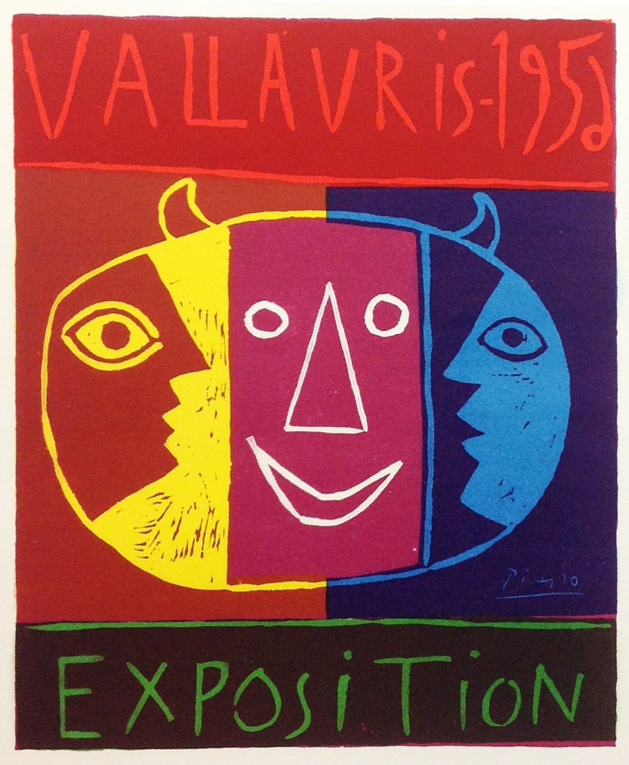 Picasso Lithograph 80 Vallaris Exposition 1956: Title: Vallaris Exposition 1956 Artist: Pablo Picasso Country: Spain Medium: Lithograph - 80 Paper size: 12.50 X 9.50 inch Printed: 1959 by Mourlot Freres, France Provenance: Art in posters Book 1959
