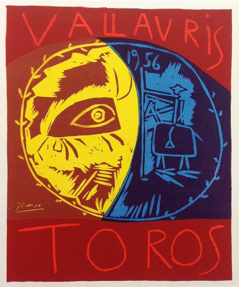 Picasso Lithograph 79 Toros Vallaris Mourlot 1959: Title: Toros Vallaris Artist: Pablo Picasso Country: Spain Medium: Lithograph - 79 Paper size: 12.50 X 9.50 inch Printed: 1959 by Mourlot Freres, France Provenance: Art in posters Book 1959 Cond