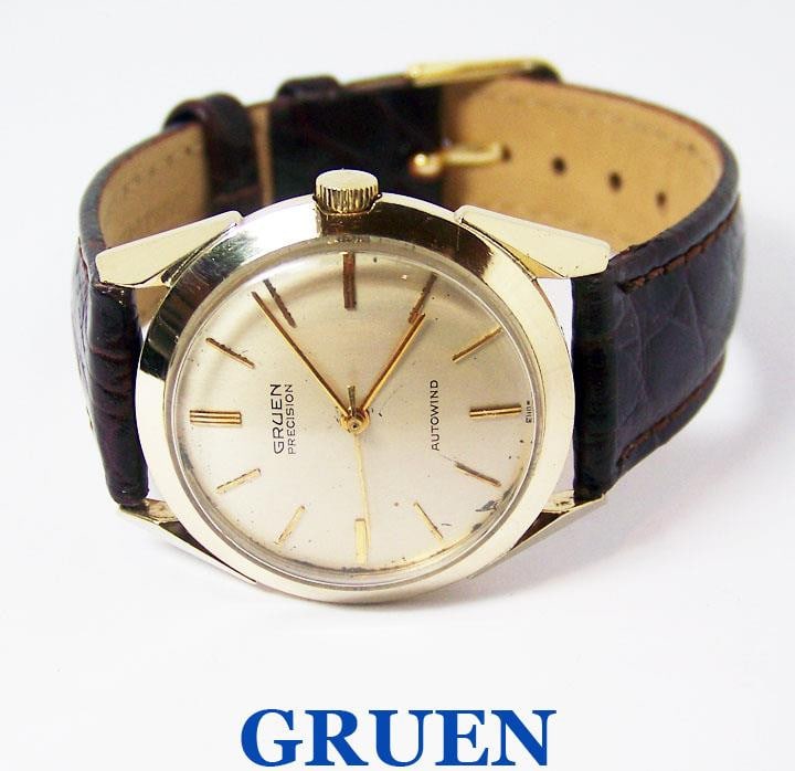 Vintage 14k GRUEN PRECISION 23J Mens Automatic Watch 1950s* EXLNT* SERVICED: Vintage 14k Gold GRUEN PRECISION 17J Mens Automatic Watch 1950s in Excellent condition! This Men's Gruen watch is Swiss made Great present for vintage watch collectors & enthusiasts! Very rare! * 14k