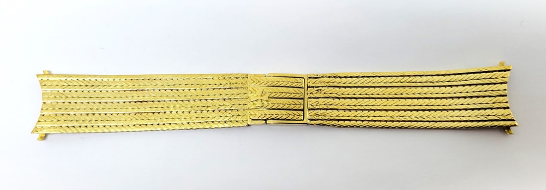 SOLID 18k Yellow VACHRON CONSTANTIN Watch Bracelet 18 mm Logs* EXLNT 45 grams (1 of 11)