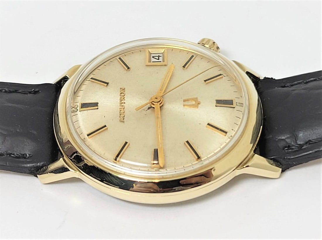 Vintage Mens Solid 14k BULOVA ACCUTRON Date Watch 1967s* EXLNT* Great Runner - 10
