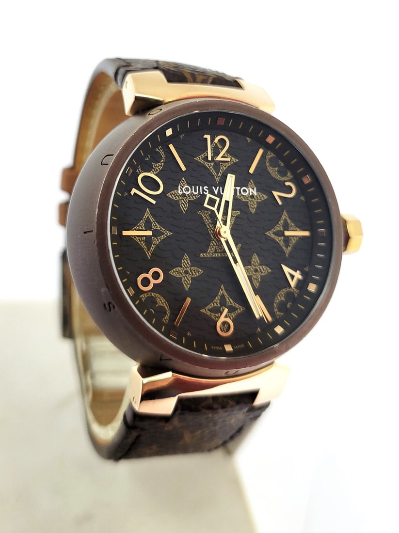 LOUIS VUITTON Watch TAMBOUR GM 38MM QA139 Quartz S/Steel PVD & 18k Rose Gold - 2