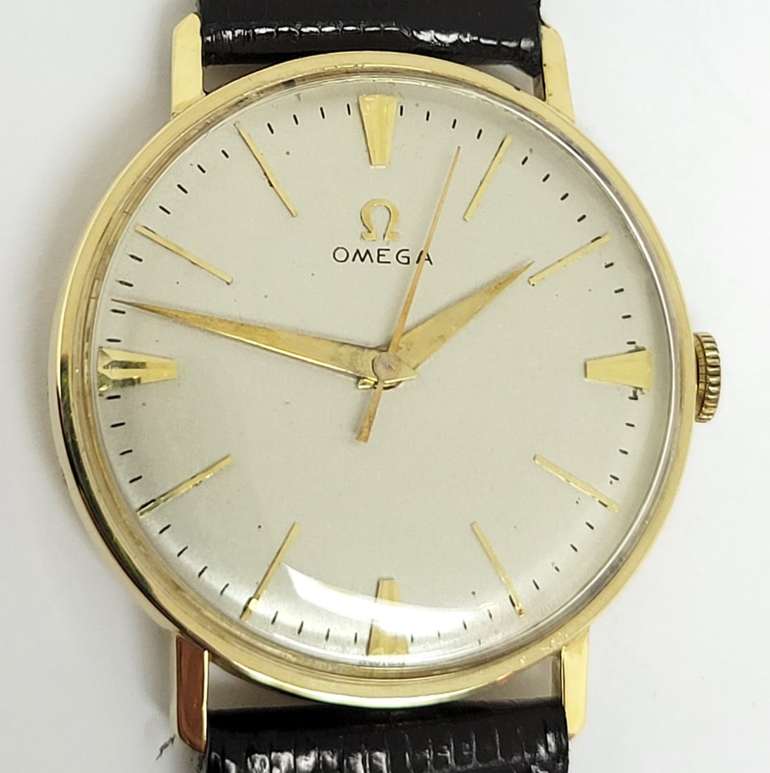 Vintage Mens 18k Gold OMEGA Winding Watch Cal 520 S-6585 c.1958 EXLNT SERVICED - 10