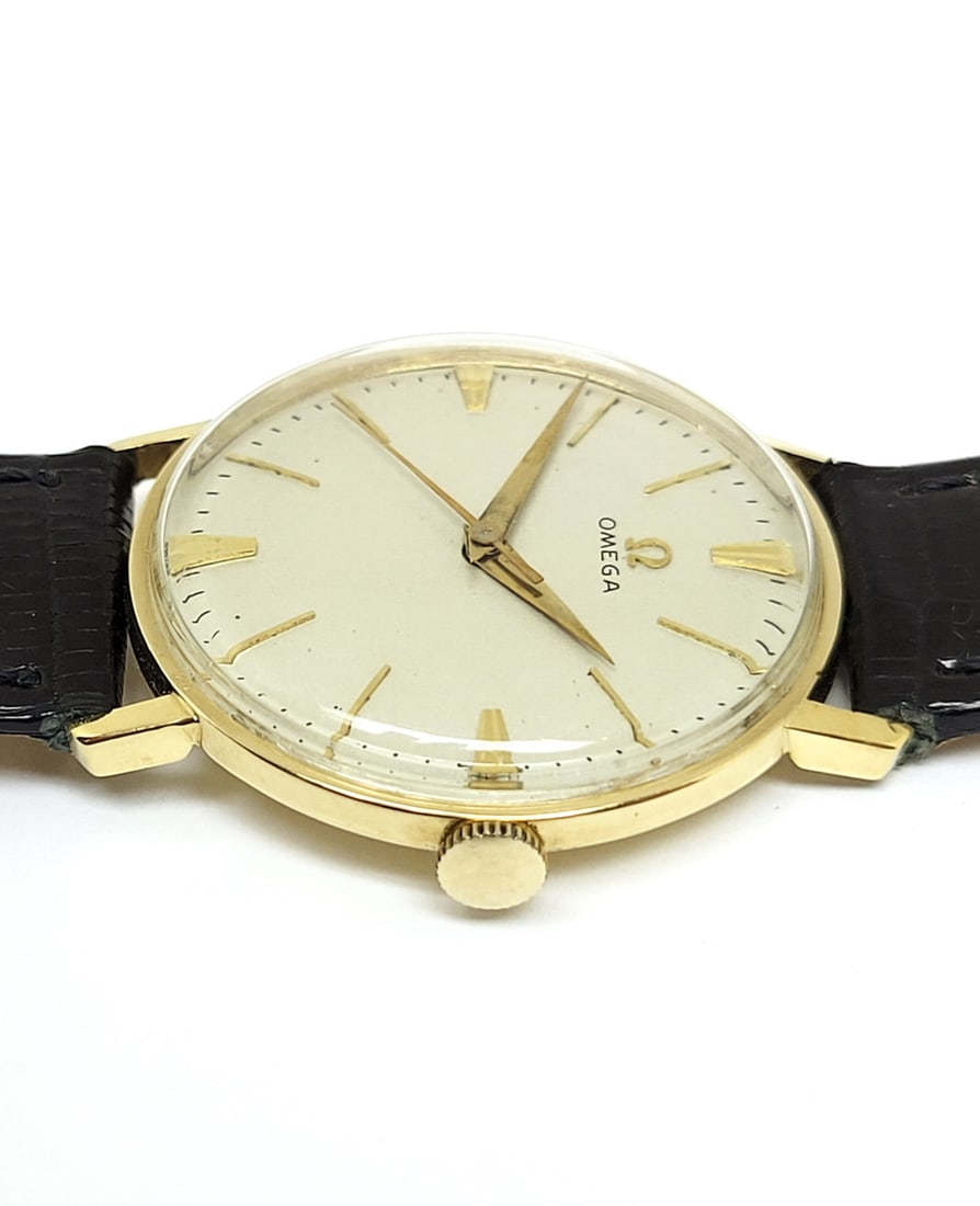 Vintage Mens 18k Gold OMEGA Winding Watch Cal 520 S-6585 c.1958 EXLNT SERVICED - 6
