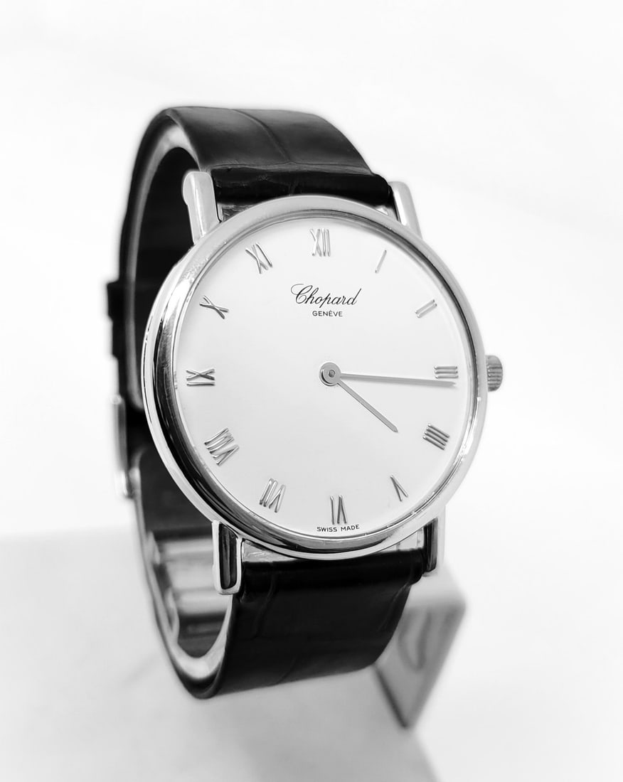 Vintage Solid 18k White Gold CHOPARD Men's 33.5 mm Quartz Watch 16/3225* EXLNT - 2