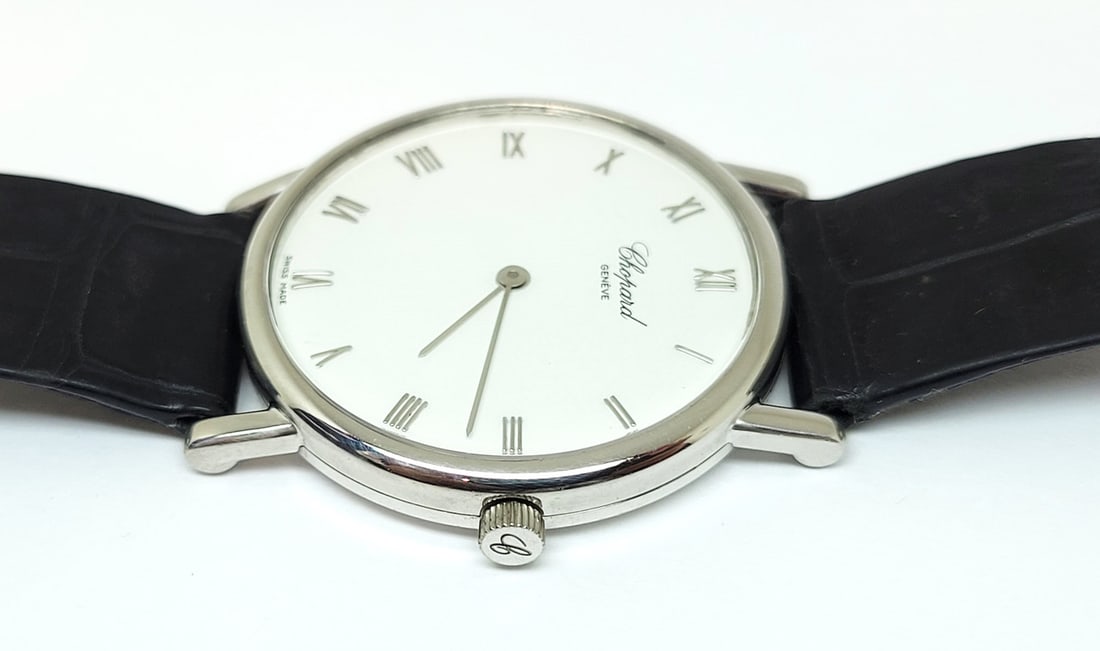 Vintage Solid 18k White Gold CHOPARD Men's 33.5 mm Quartz Watch 16/3225* EXLNT - 7