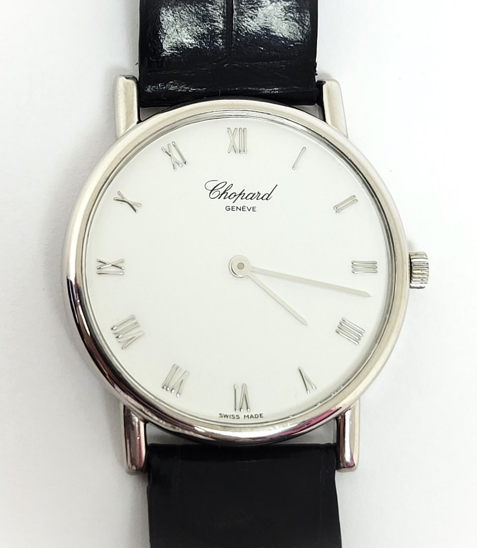Vintage Solid 18k White Gold CHOPARD Men's 33.5 mm Quartz Watch 16/3225* EXLNT - 9