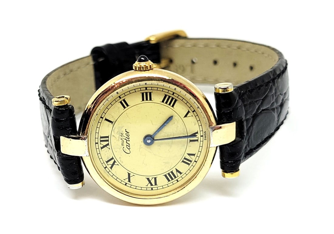 Ladies 18k GP 925 Silver Vermeil CARTIER Vendome Paris Quartz Watch 24.2 mm - 4