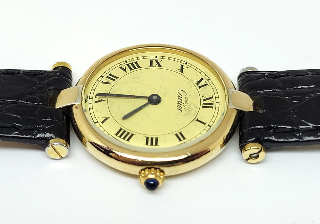 Ladies 18k GP 925 Silver Vermeil CARTIER Vendome Paris Quartz Watch 24.2 mm - 8