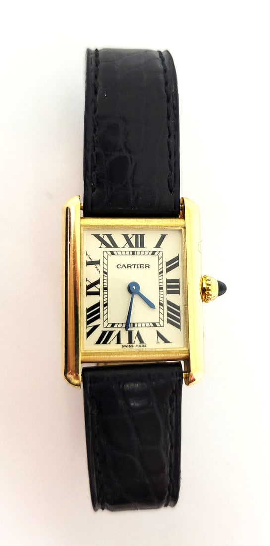 Solid 18k CARTIER TANK LOUIS Ladies Quartz Watch 22 mm Ref 2442 Original Box - 10