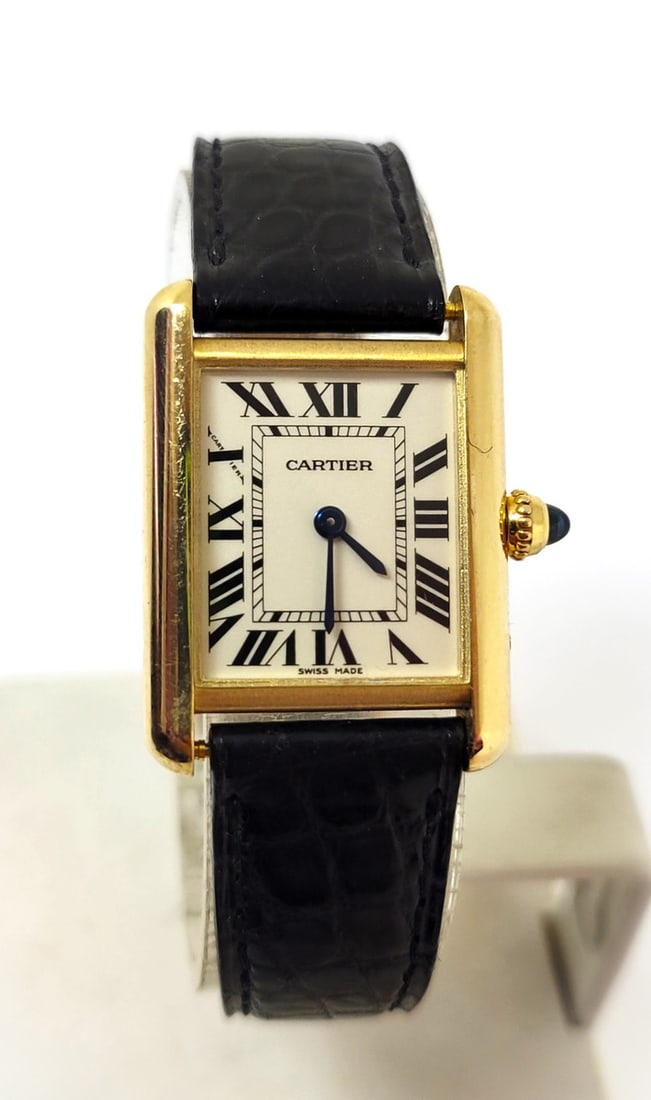 Solid 18k CARTIER TANK LOUIS Ladies Quartz Watch 22 mm Ref 2442 Original Box - 2