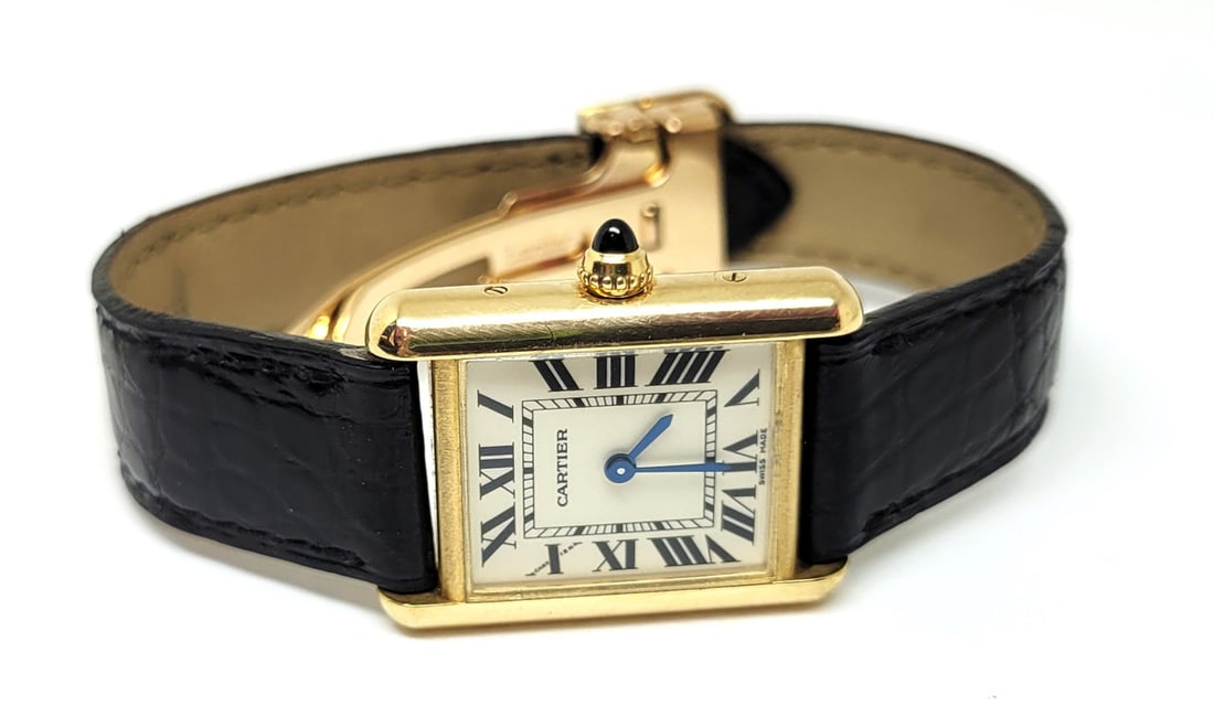 Solid 18k CARTIER TANK LOUIS Ladies Quartz Watch 22 mm Ref 2442 Original Box - 3