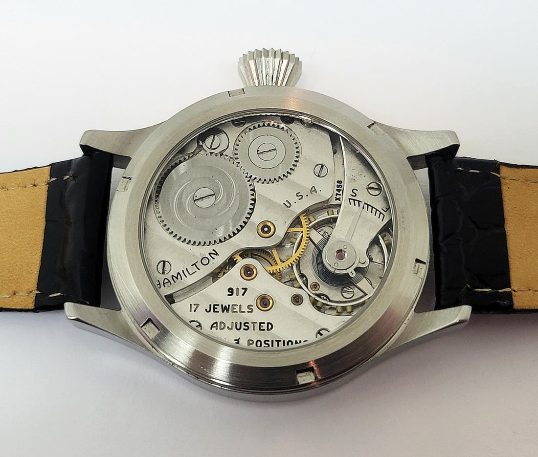 Mens S/Steel High Grade HAMILTON Winding Watch Cal 917 Re-Cased* Black DIAL - 10