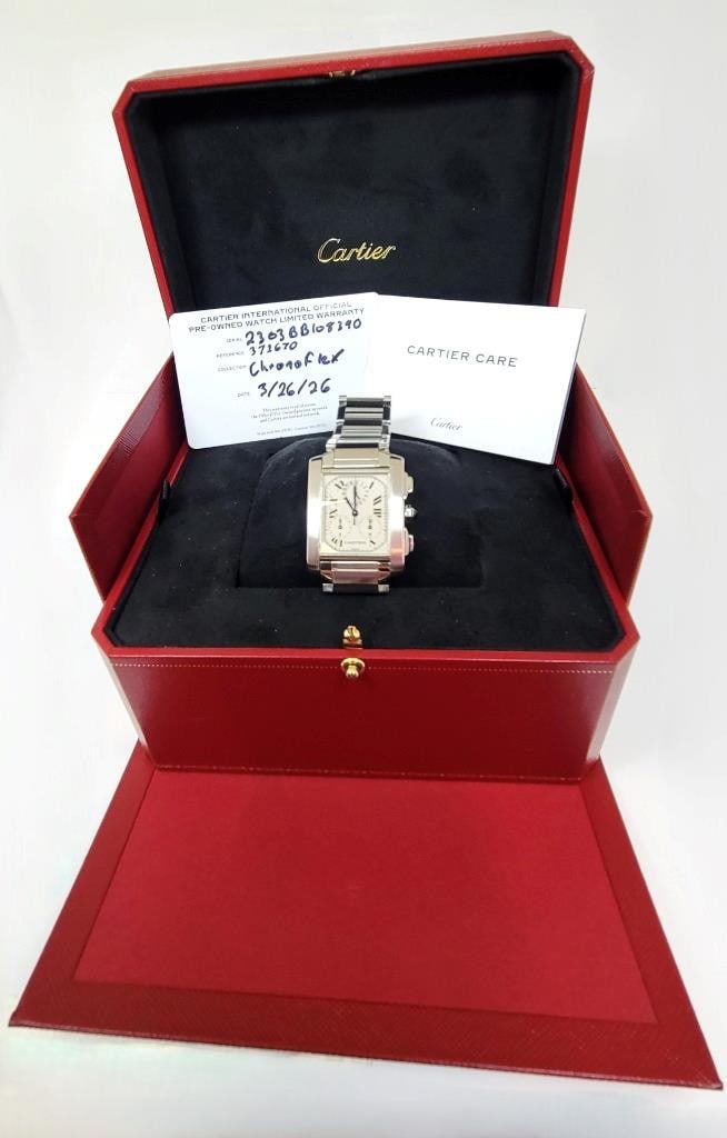 S/Steel CARTIER TANK/Francaise Chronoflex Chronograph Watch 2303* EXLNT - 11
