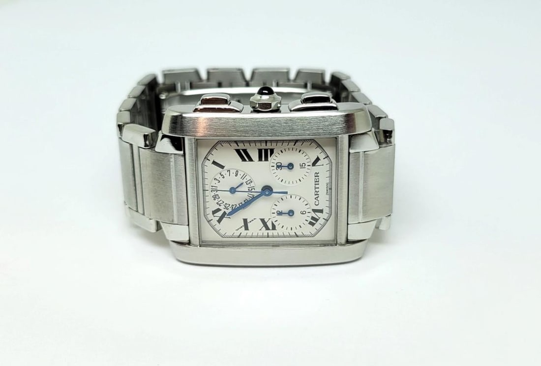 S/Steel CARTIER TANK/Francaise Chronoflex Chronograph Watch 2303* EXLNT - 3