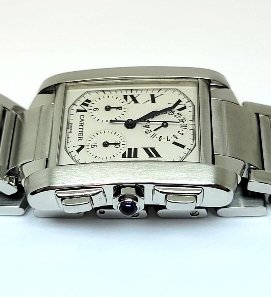 S/Steel CARTIER TANK/Francaise Chronoflex Chronograph Watch 2303* EXLNT - 8