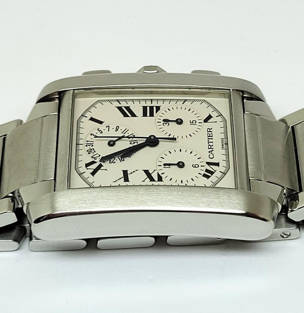 S/Steel CARTIER TANK/Francaise Chronoflex Chronograph Watch 2303* EXLNT - 9