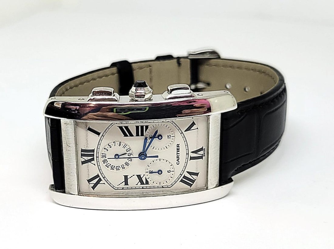 Solid 18k CARTIER Tank Americaine Chronograph Quartz Mens Watch Ref 2312 45 MM - 3