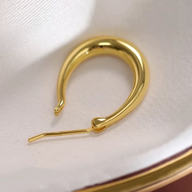 18K Gold Oval Earrings - 3