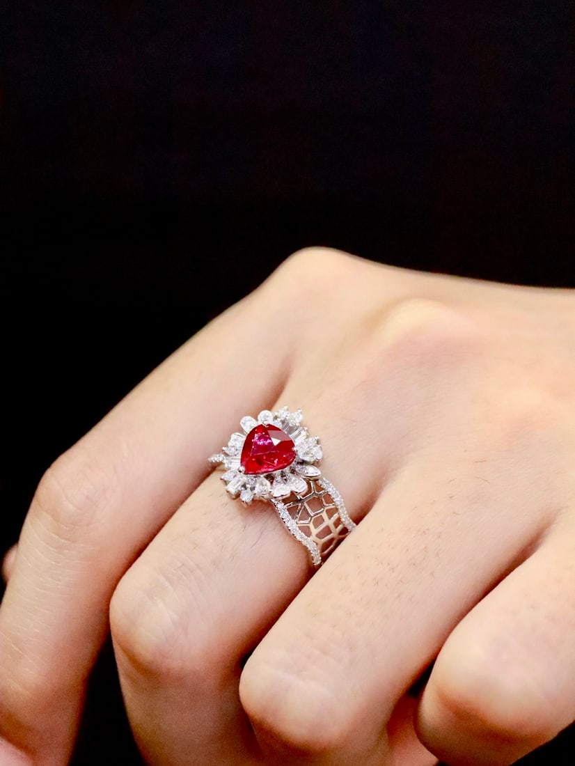 PT950 Natural Unheated Ruby Ring - 5