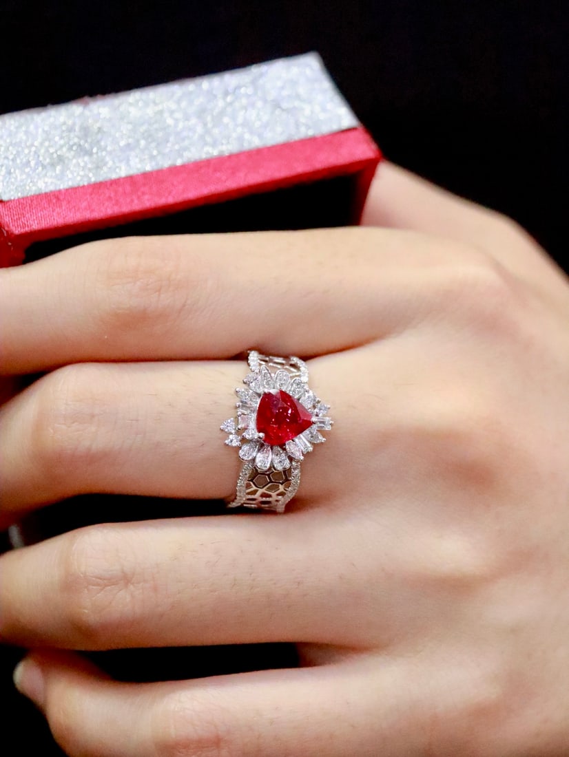 PT950 Natural Unheated Ruby Ring - 6